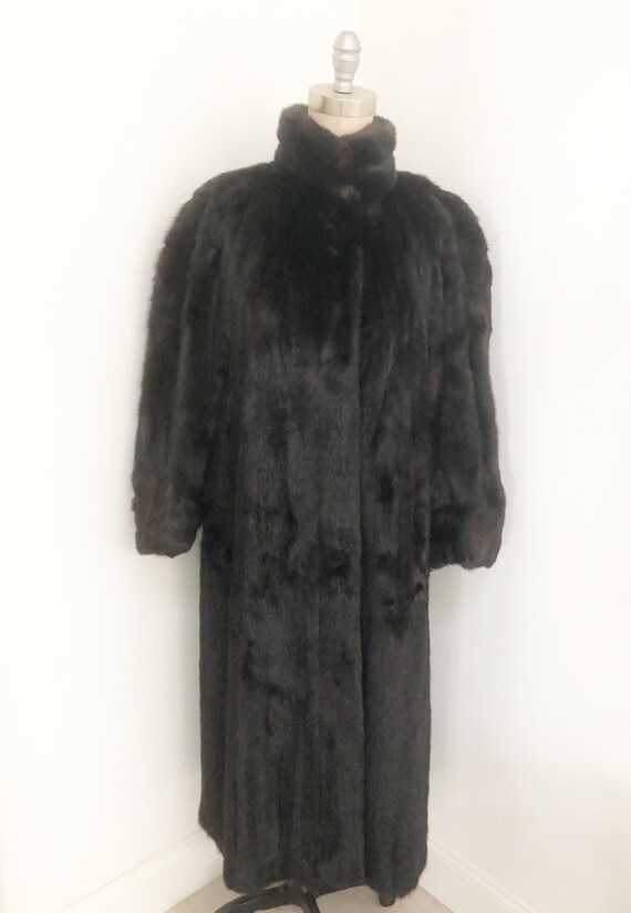 Vintage black/mahogany full length mink coat double collar | Etsy
