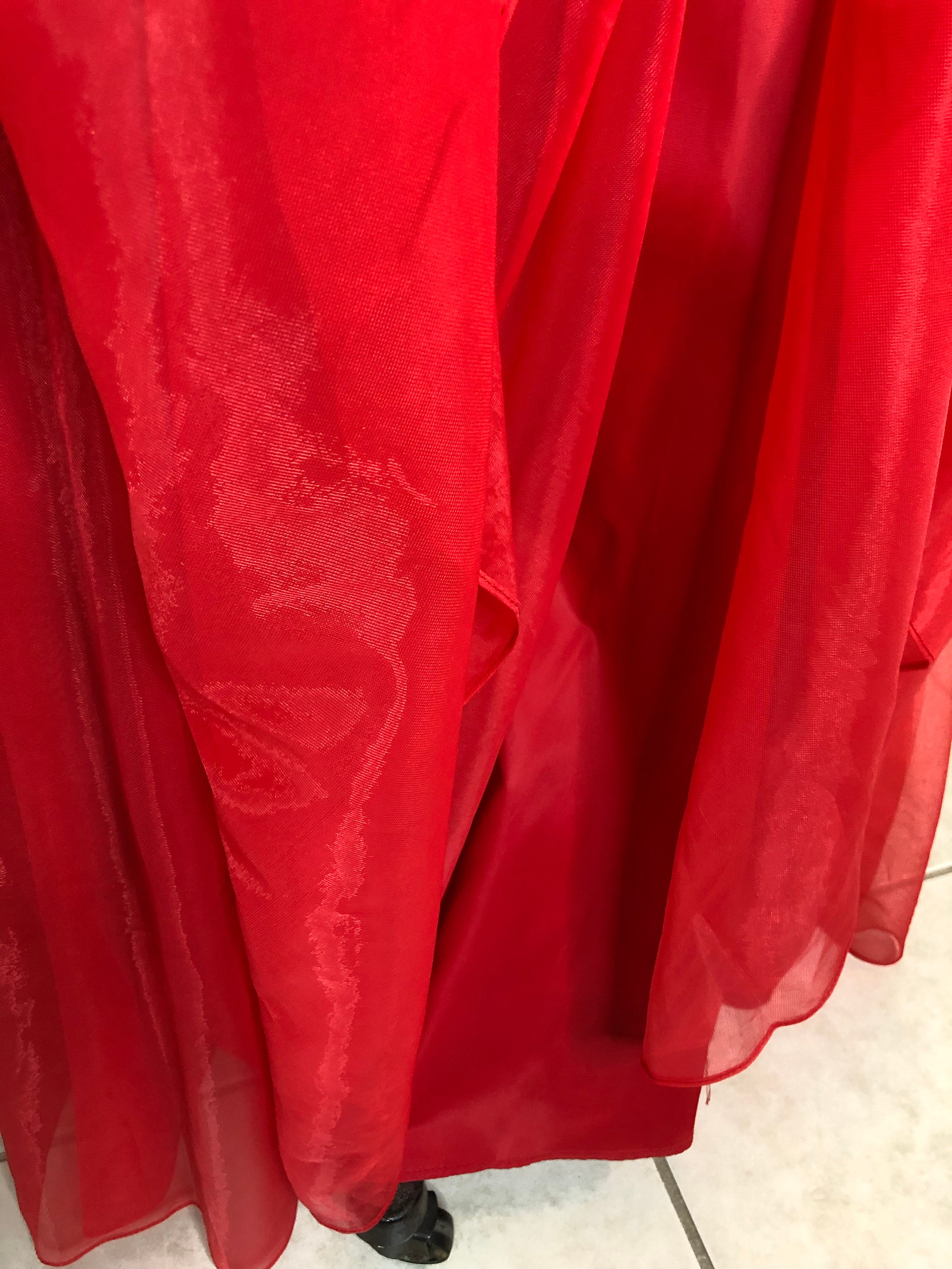 80's red gown chiffon maxi red dress prom gown | Etsy