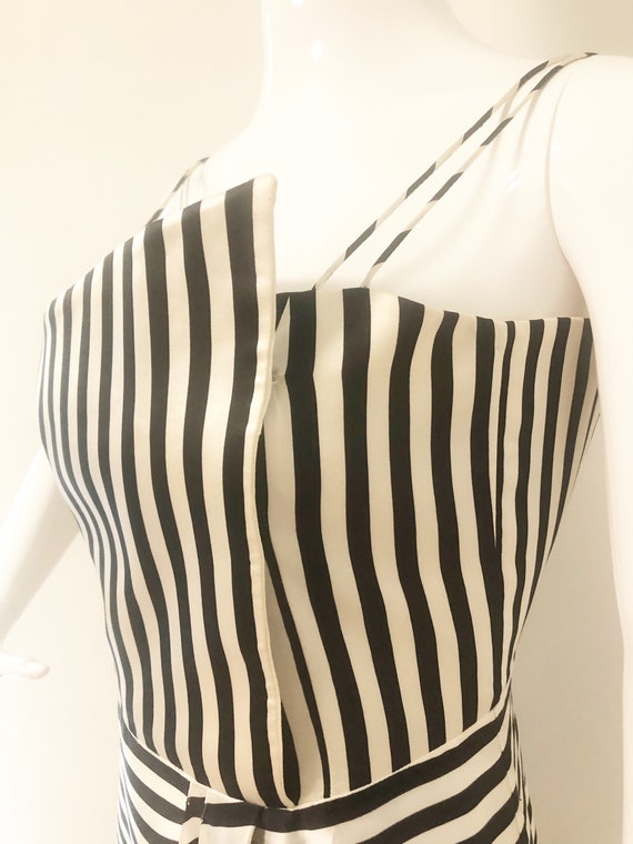 armani black and white dress S/S 1996 Giorgio Armani Runway Ad Beaded Black White Crossover Gown at 1stDibs