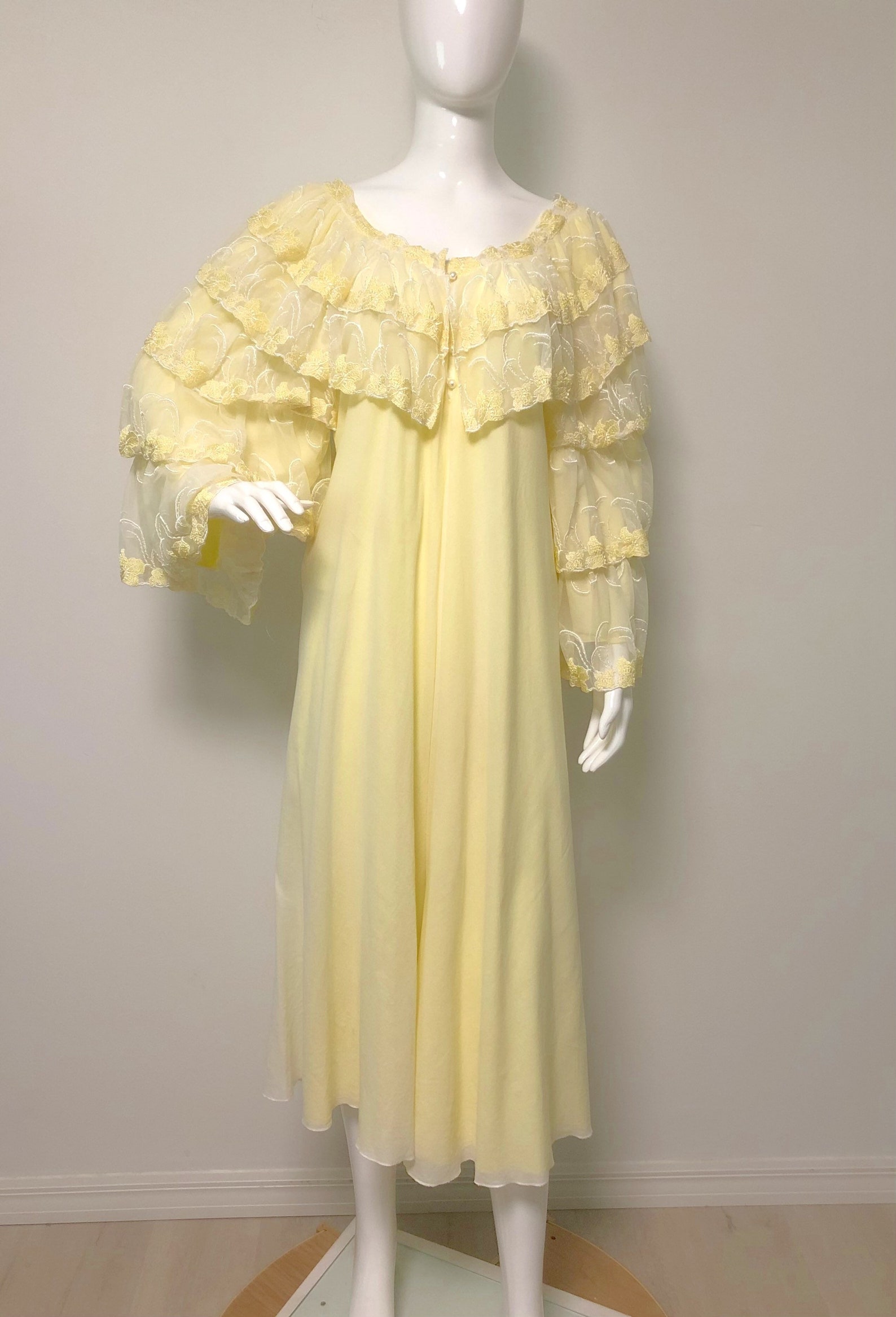 Vintage Sally Poppy Nightgown Made in England Yellow - Etsy
