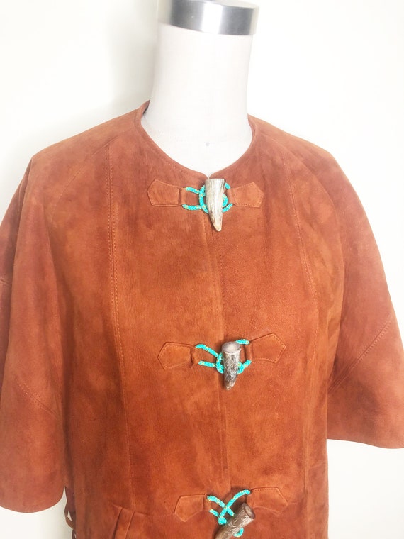 Suede cape, suede caplet, suede poncho, boho hippi