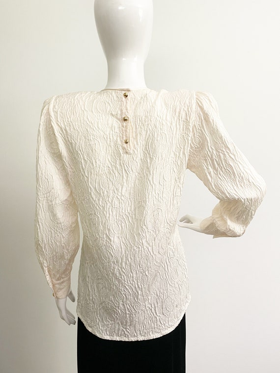 Vintage Escada silk textured blouse, appliqued to… - image 5
