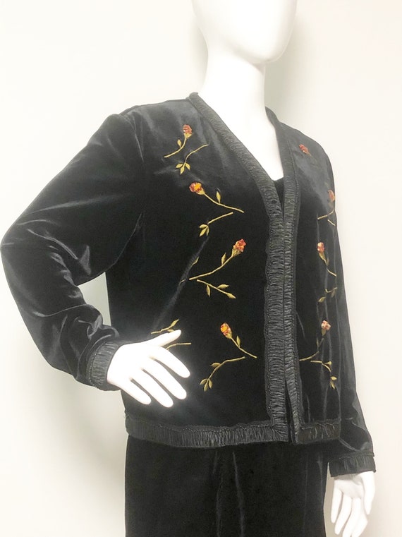 Vintage velvet jacket, beaded jacket, embroidered… - image 1