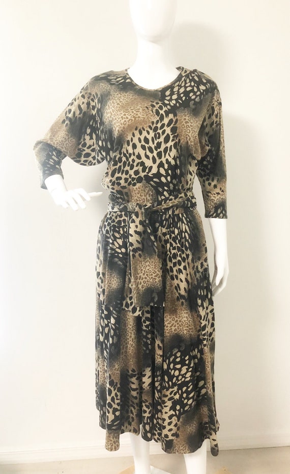 Vintage animal print Obenna pullover dress, leopa… - image 1