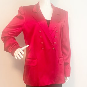 Vintage bright red silk double breasted jacket, David Hayes, USA, 80&#39;s blazer