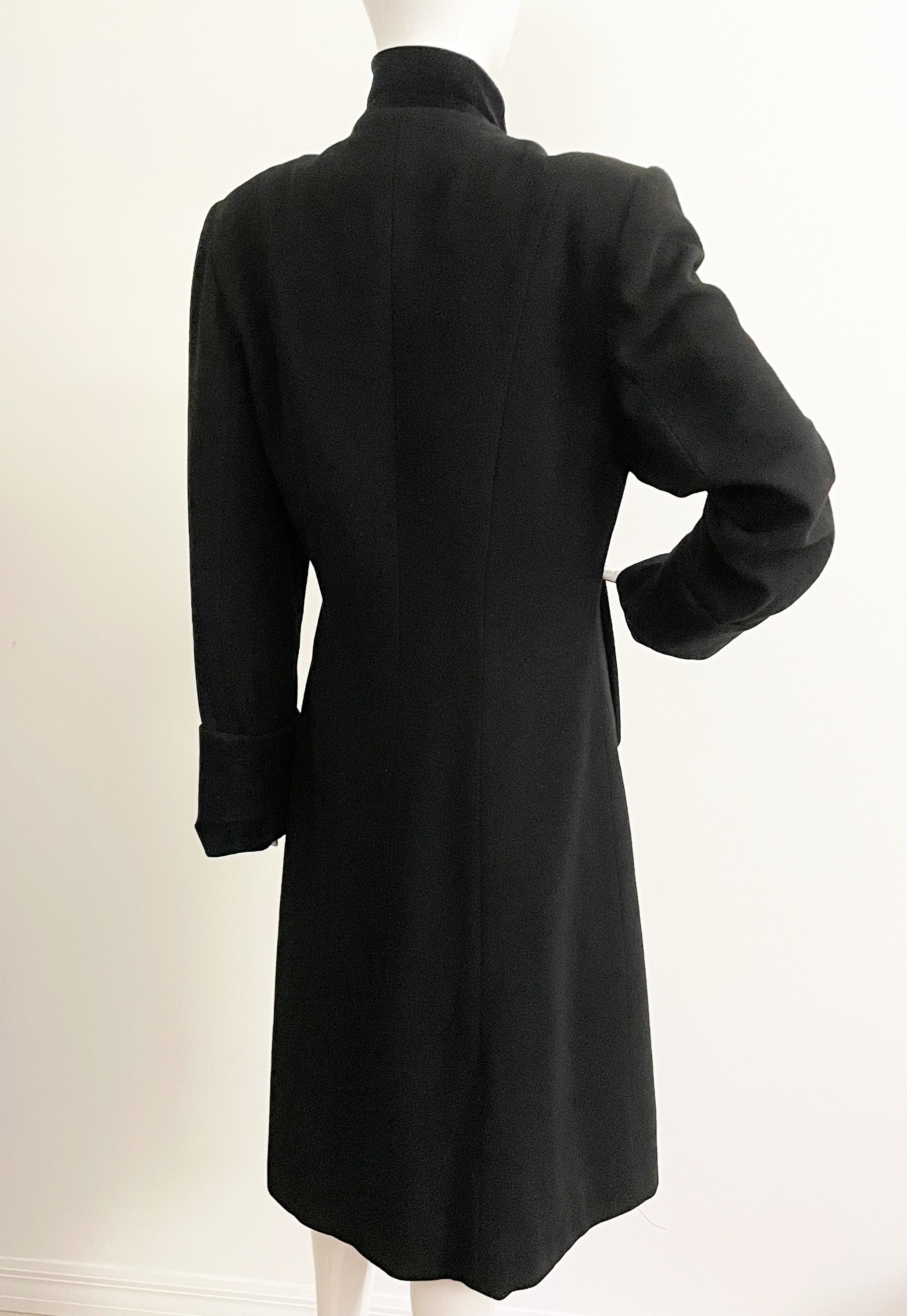 Christian Dior Wool Coat, Velvet Trimmed Coat, Black Winter Coat ...
