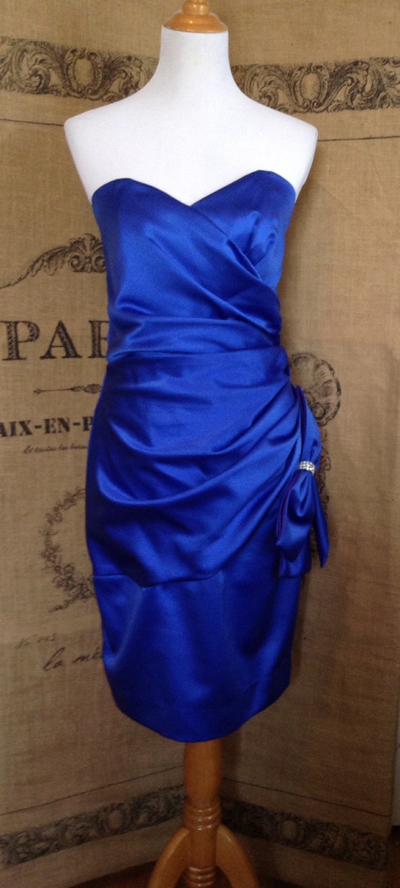 Lovely Electrical Blue Satin Dress | eBay