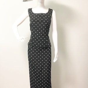 Vintage polka dot shell and skirt set, Simply Irresistiable,  black and white top, black and white skirt