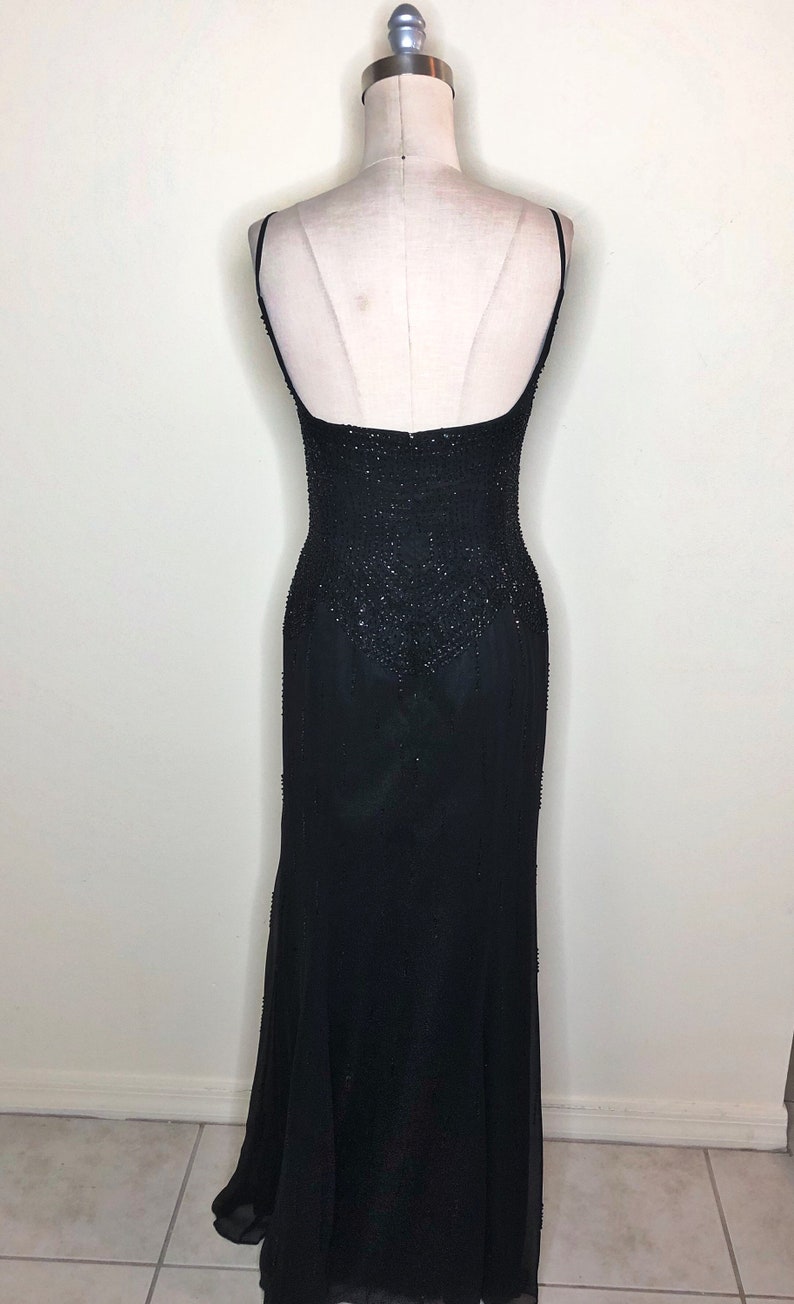 Black Beaded Gown Chiffon Overlay Gown Sequin Black Gown - Etsy