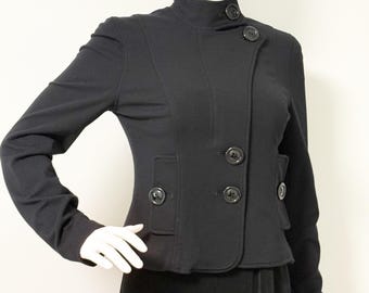 Vintage black Charles Chang-Lima USA, asymmetrical designer jacket, lightweight lined jacket, black jacket