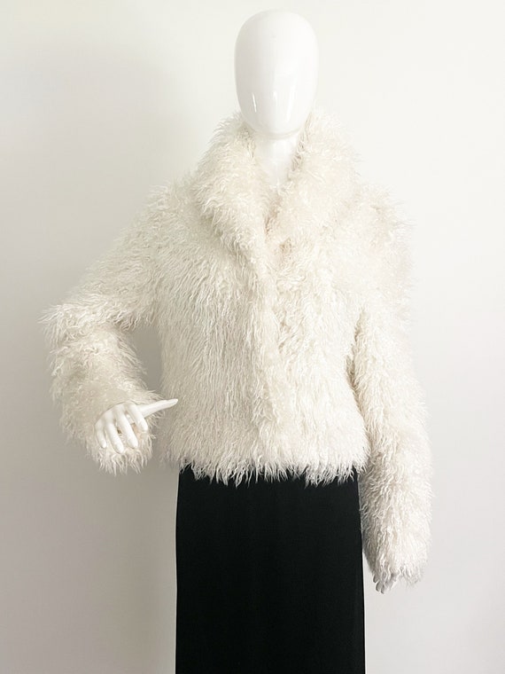 Vintage faux Mongolian lamb jacket, short faux fur
