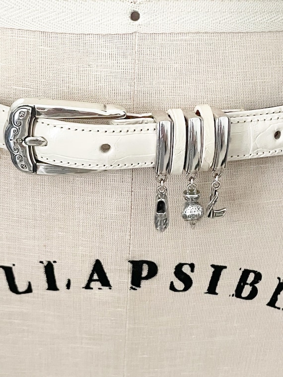Vintage Brighton Leather Belt, Golf Charms Belt, Silver Tone  display picture 3
