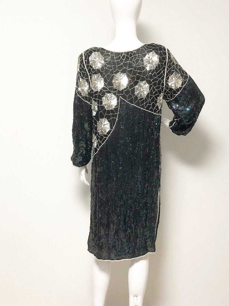 Vintage Beaded Sequin Dress Spiderweb Beaded Dress Pearl - Etsy