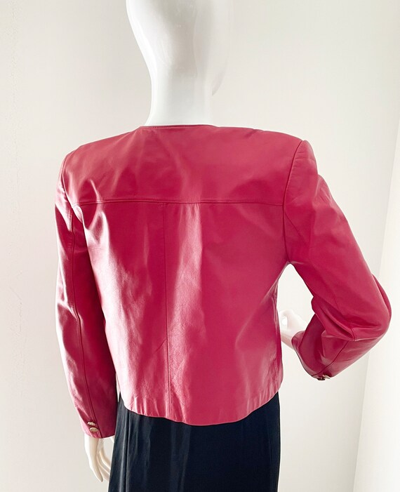 Vintage cropped red leather jacket, short red leather… Gem