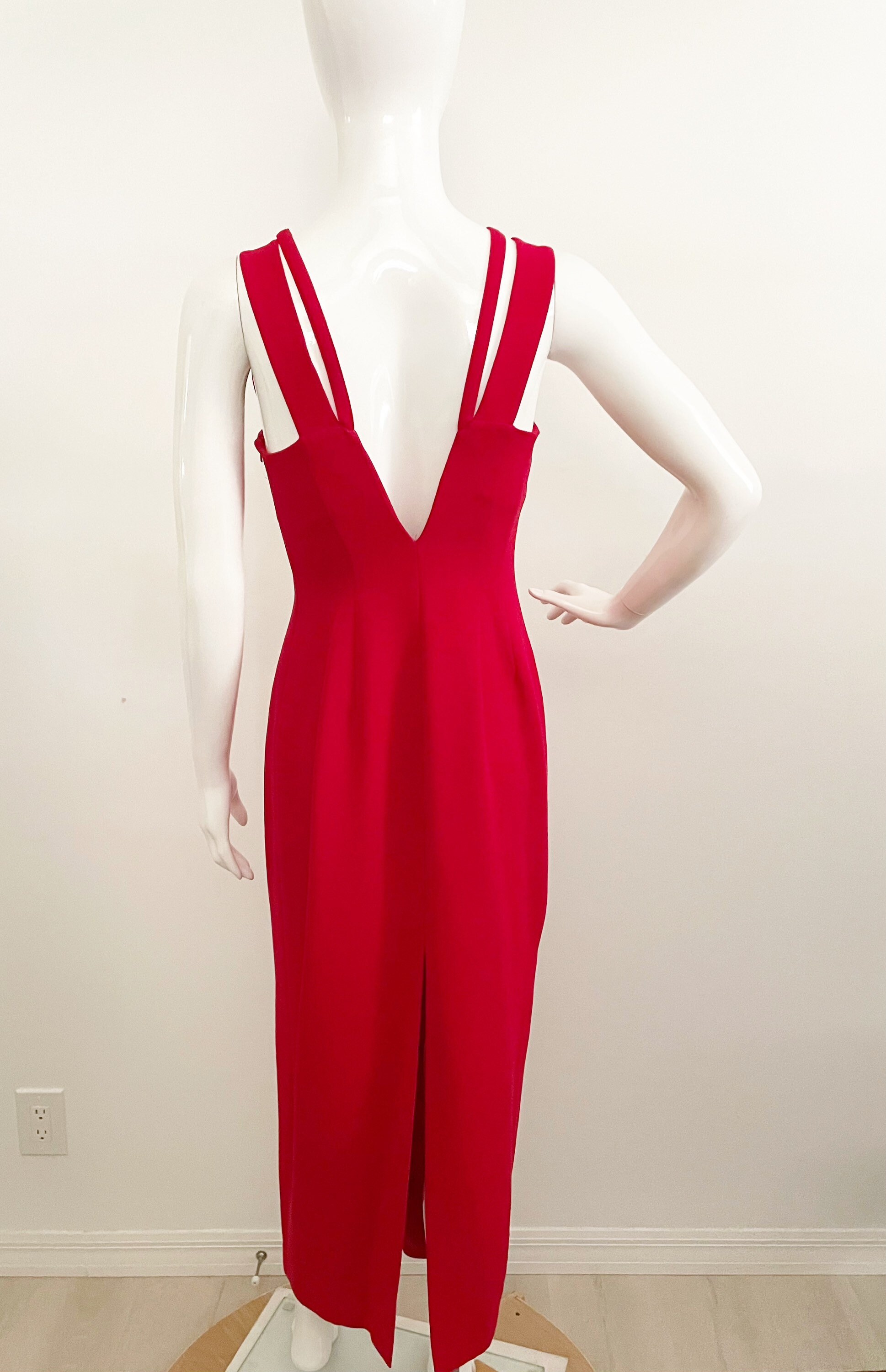 cache red dress Cache Vintage Red Strapless Beaded Formal Gown