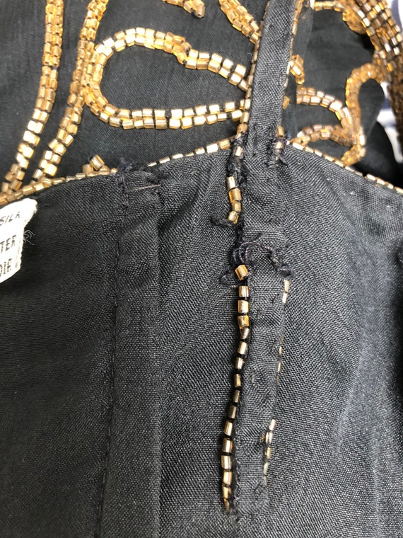 Vintage black silk beaded gown, sexy gown with sl… - image 8