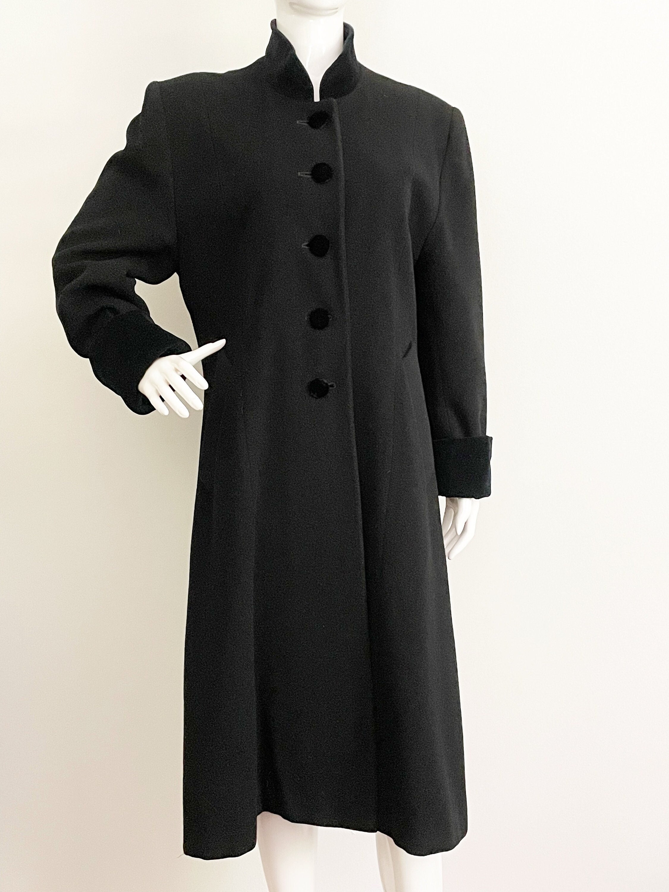 Christian Dior Wool Coat, Velvet Trimmed Coat, Black Winter Coat ...