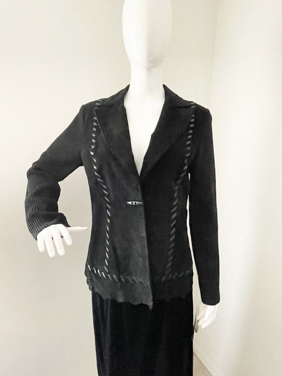 Vintage suede and knit cardigan, leather jacket, sued… Gem