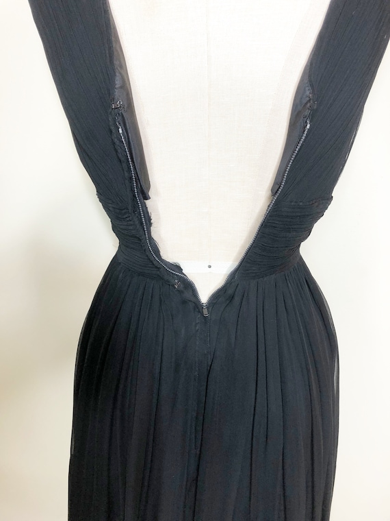 Vintage chiffon party dress, black dress, 50's co… - image 5