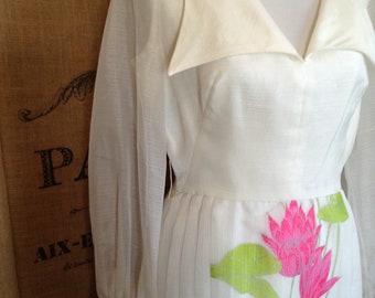 1970's Alfred Shaheen Hawaii Maxi sheer sleeve