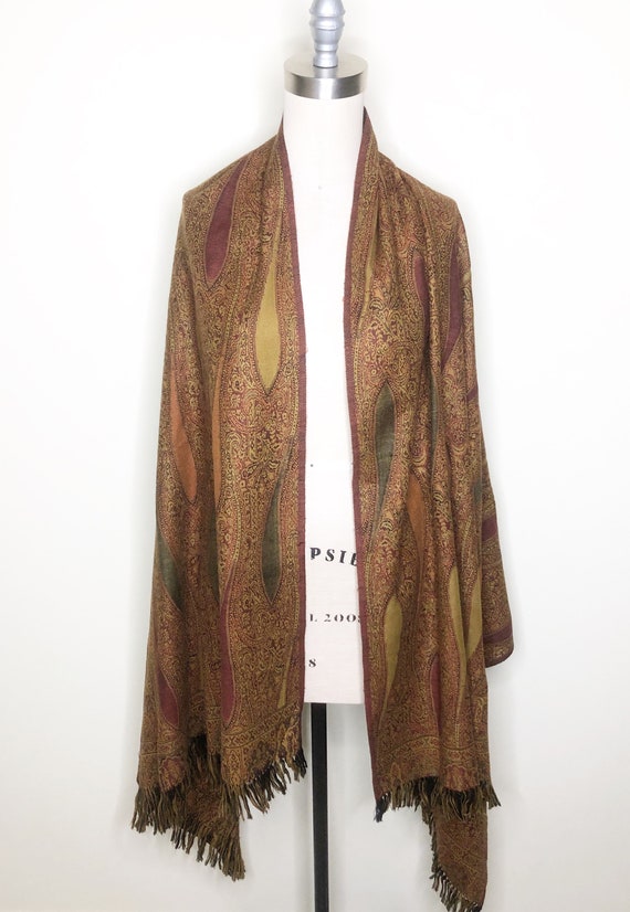 Vintage paisley wrap, scarf, Paisley wrap, wool w… - image 3