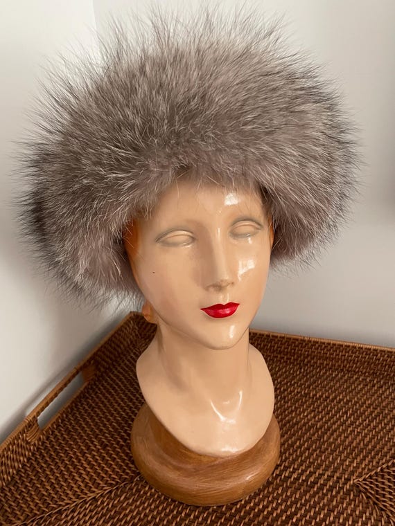 Vintage Silver Fox Genuine Fur Headband, Fur Collar, Fur Scarf