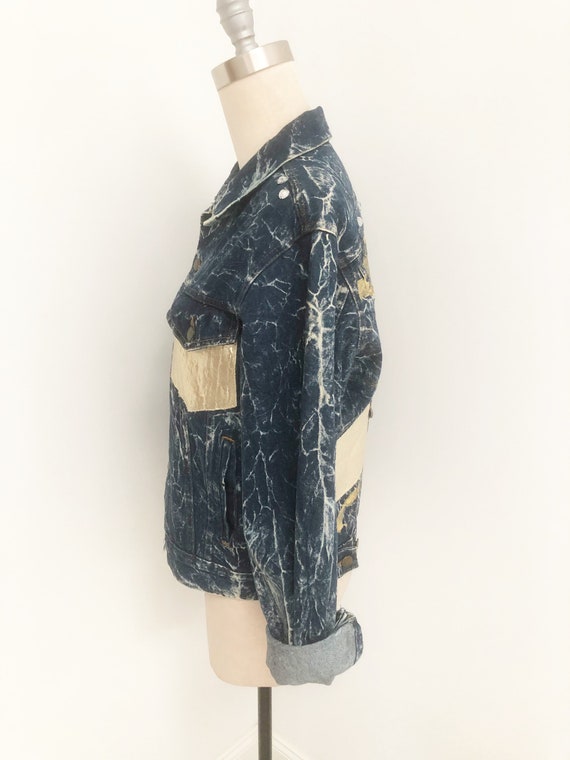Vintage denim jacket, artist painted jean jacket, Rol… Gem
