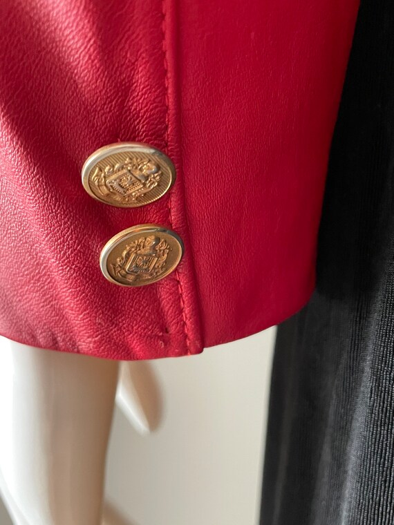 Vintage cropped red leather jacket, short red lea… - image 6