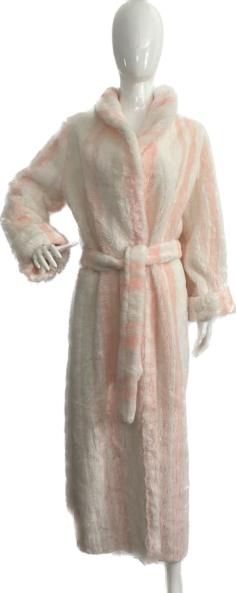 Vintage Fuzzy Robe, Striped Cozy Robe, Long Robe, Fabric by Charm,