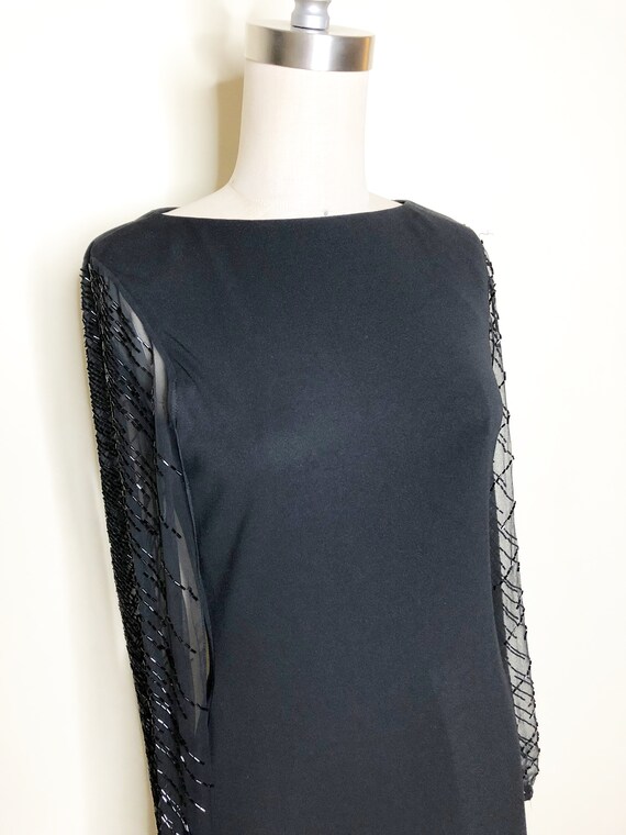 Halston Designer black gown, column maxi dress, sh