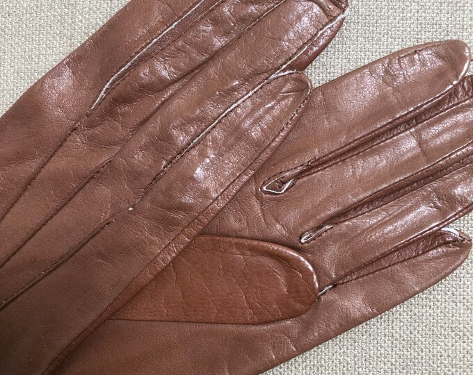 Vintage Kid Gloves NOS Brown Gloves Leather Gloves 6 1/4 Etsy