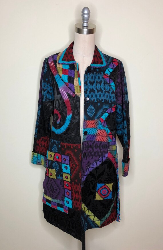 Vintage Sandy Starkman, patchwork jacket, crochet… - image 7