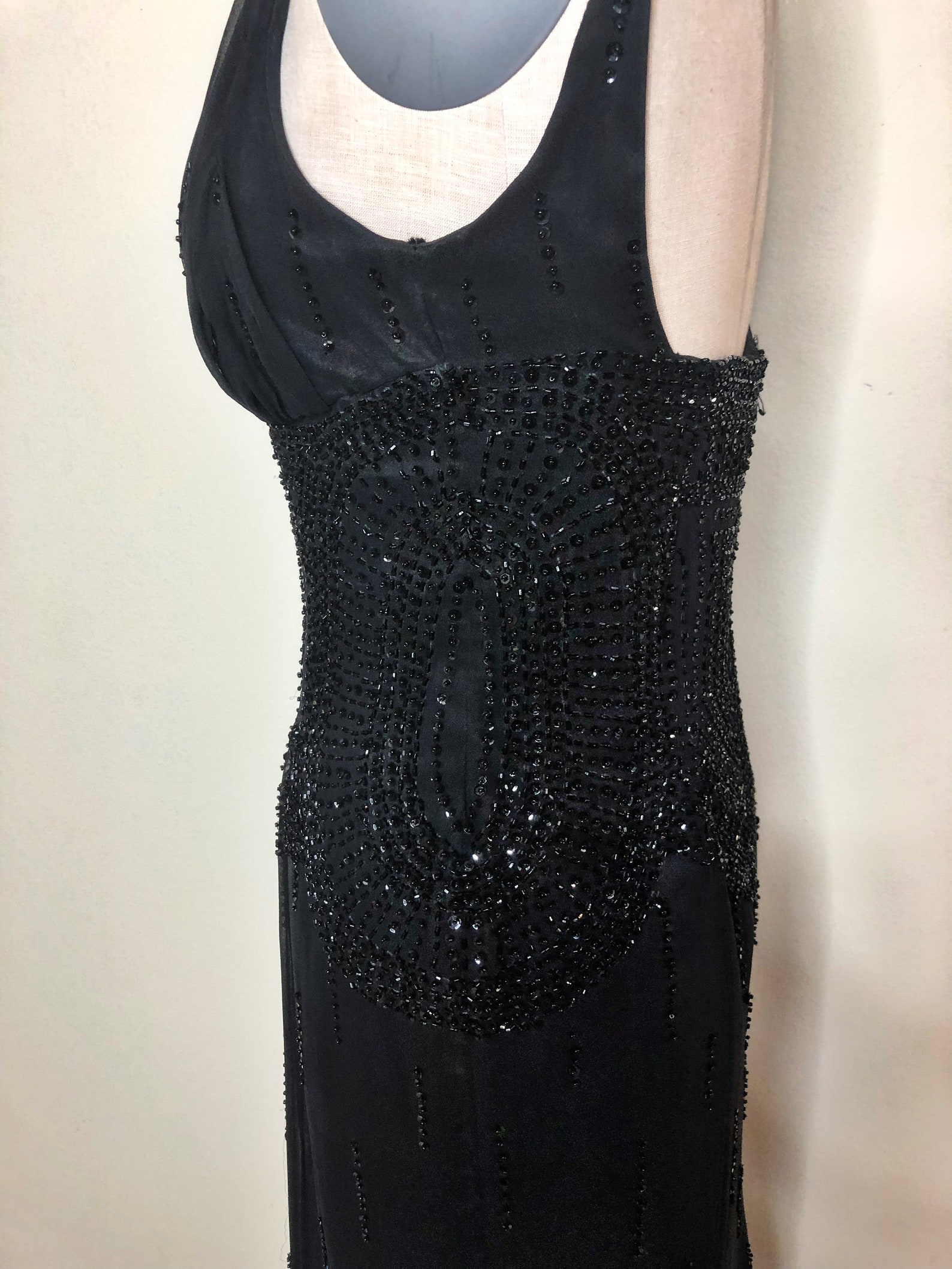 black chiffon overlay