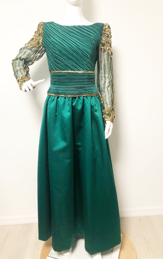 Vintage Lillie Rubin, George F. Couture, green go… - image 1