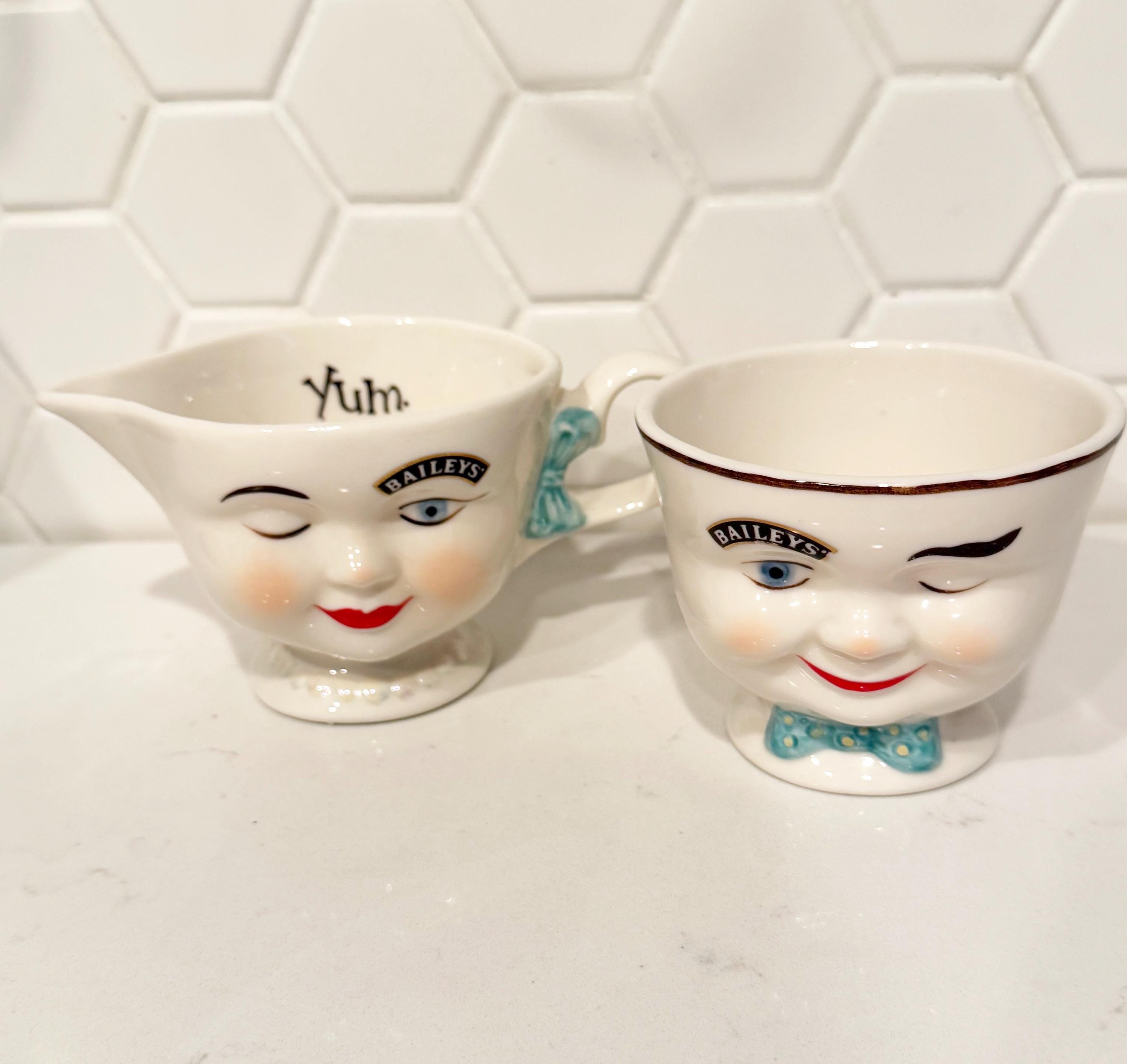 Vintage Bailey's Irish Cream sugar and creamer set, Yum winking creamer and sugar 1996 limited edition