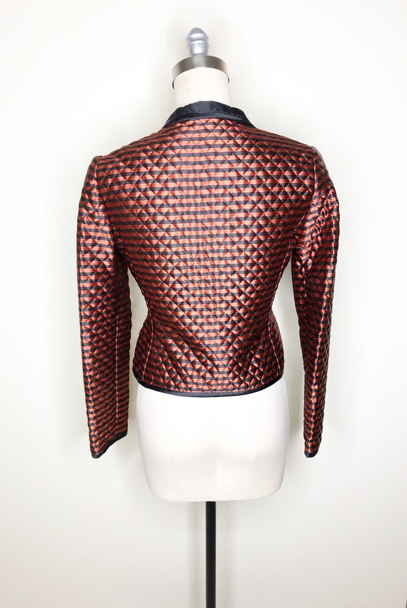 Vintage quilted jacket, cropped jacket, striped b… - image 5