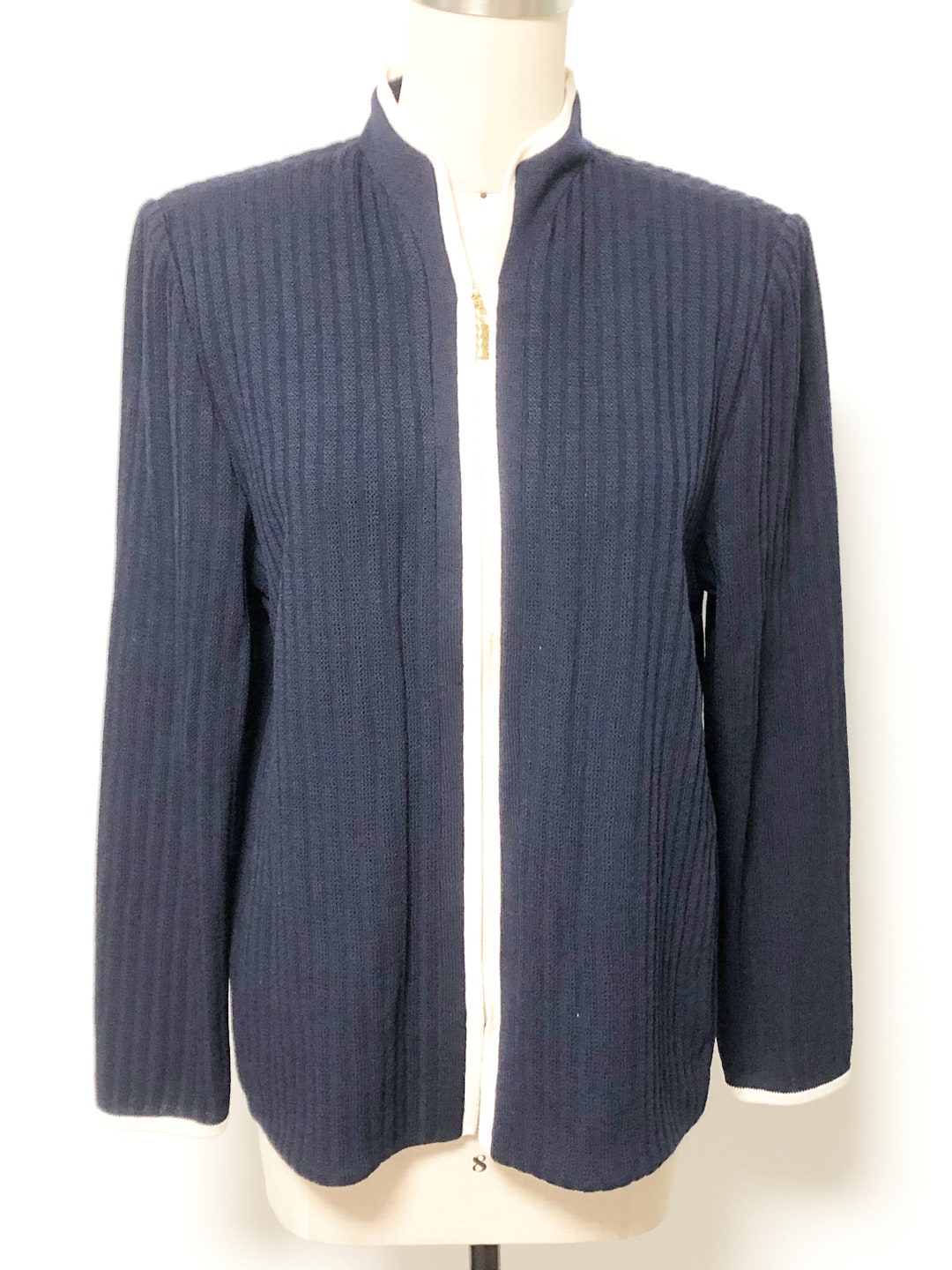 Vintage St. John Collection by Marie Gray, Ribbed Zip Front Cardigan ...