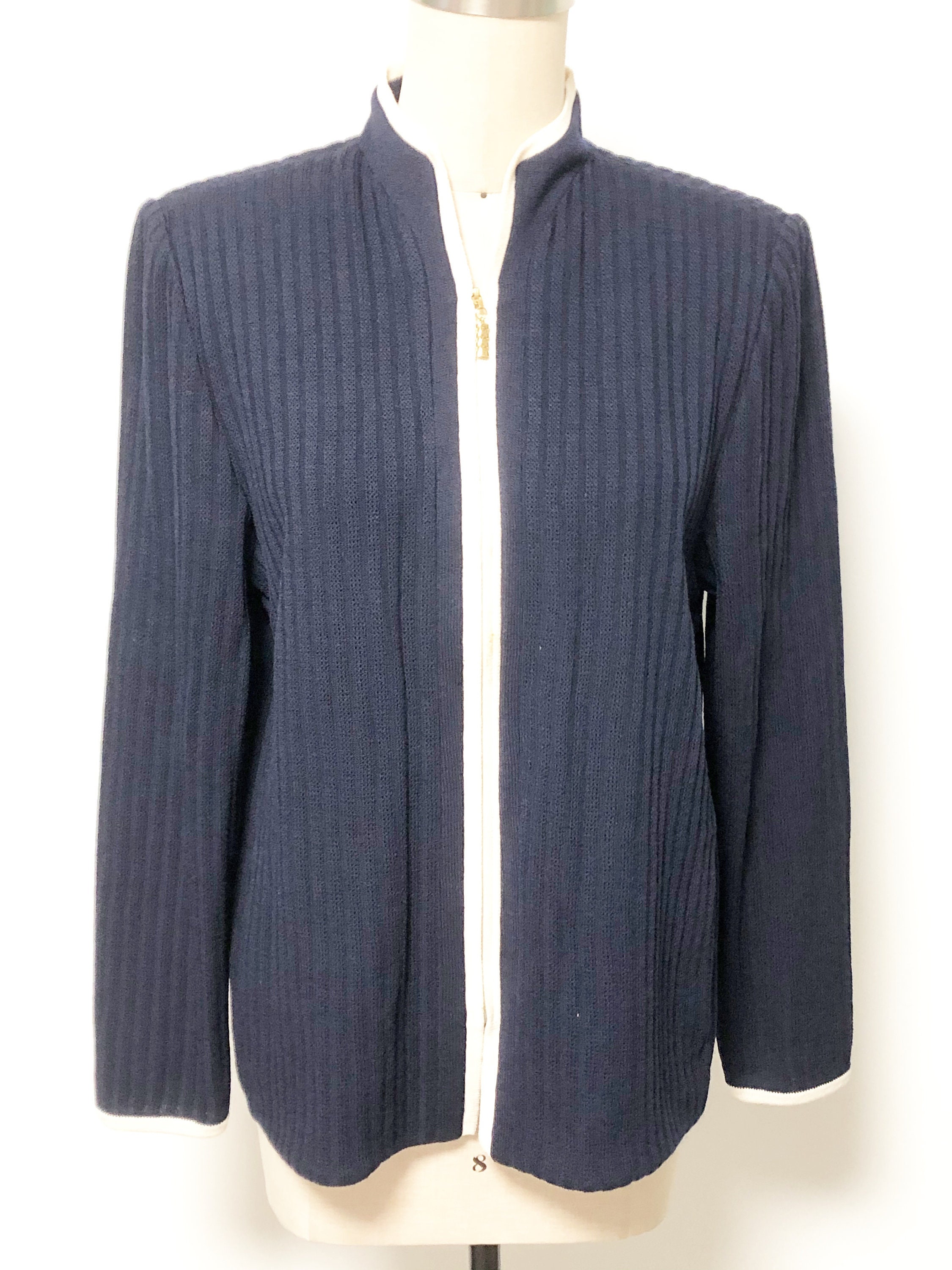 【ヴィンテージ】Marie Gray（セントジョン創業者）ニットジャケット Vintage St. John Collection by Marie Gray, Ribbed Zip Front