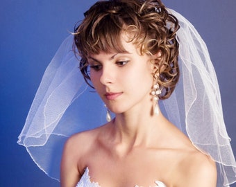 Handcrafted Short Bridal Veil | Softly Rounded Corners | Fun & Flirty Wedding Accessory