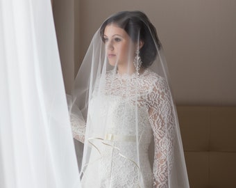 Satin Edge Circular Waltz Wedding Veil