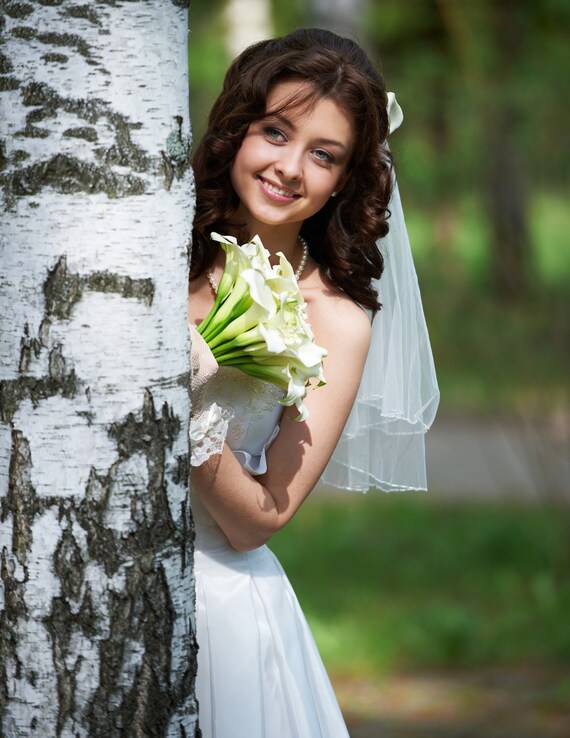 Cascade Shoulder Bridal Veil Beaded Edge Model Alison - Etsy display picture 1