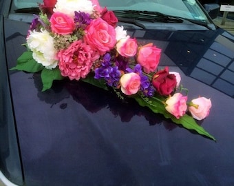 Decorazione Auto Sposi Decorazioni Matrimonio Per Auto Macchina Per Matrimoni Con Nastro Addobbi Per Auto Matrimonio Con 9 Rose Di Alta Qualità Per Festa Di Nozze (Bianco