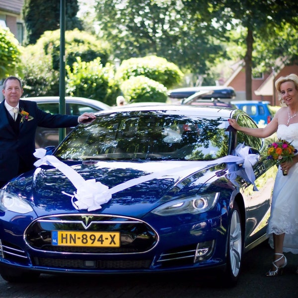 Décoration de Voiture de Mariage - Élégant Nœud en Satin et Rubans pour Voitures Vintage & Modernes