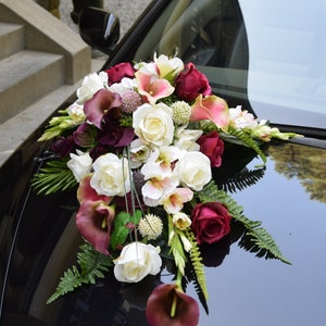 Wedding Car Decoration Long Cascading Bouquet of Silk Roses, Callas, Gladiolas