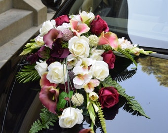 Wedding Car Decoration Long Cascading Bouquet of Silk Roses, Callas, Gladiolas