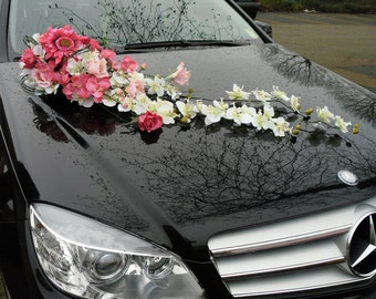 Wedding Car Decoration Cascading Bouquet of Silk Flowers Roses, Orchids and Gerbera Never Wilting Flowers Great Engagement Gift Idea