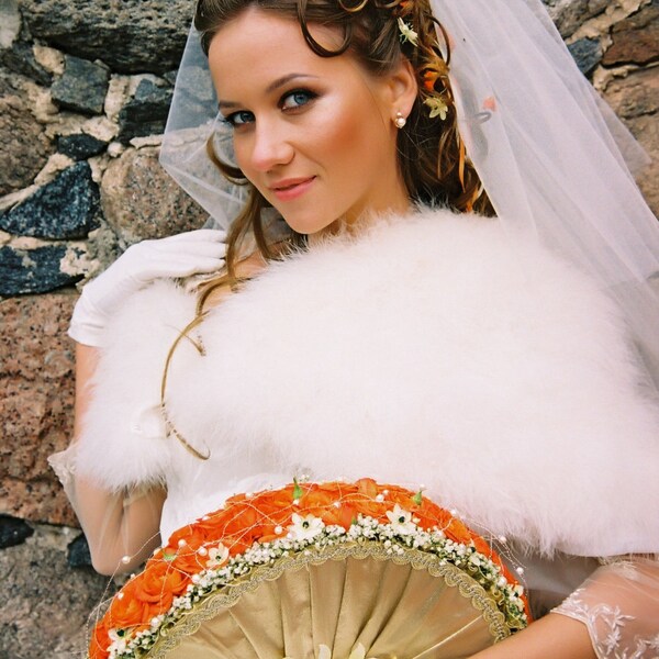 Elegant White Faux Fox Fur Bridal Shrug | Winter Wedding Accessories