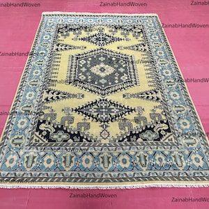 Wohnzimmer Teppich | Beiger Oushak Style Handgefertigter Wollteppich