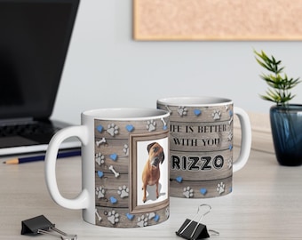 Custom Dog Photo Coffee Mug • Personalized Pet Portrait Gift