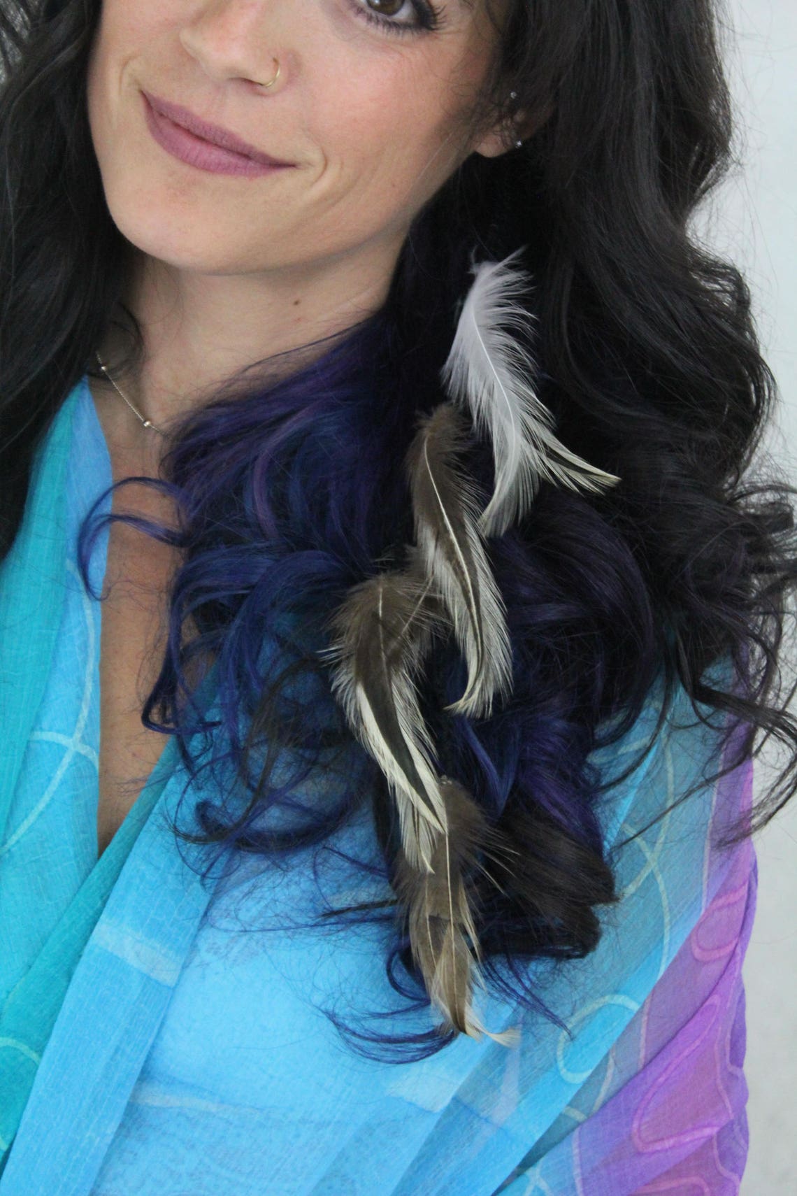 Feather Hair Extension Clip In Weft Natural Rooster Feather Etsy